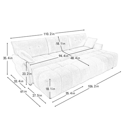 Canapé moderne en chenille, structure en bois massif avec coussin haute élasticité