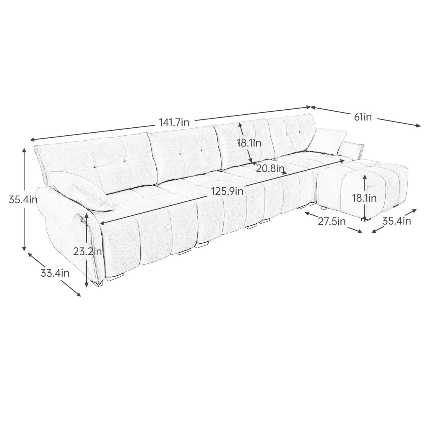 Canapé moderne en chenille, structure en bois massif avec coussin haute élasticité