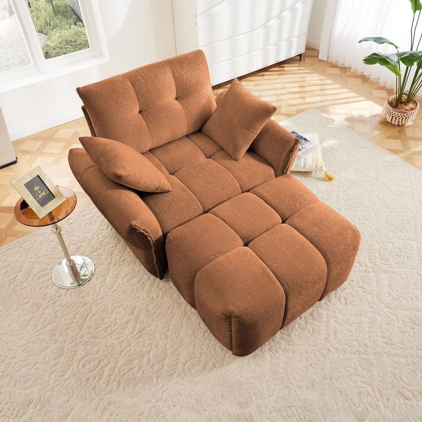 Canapé moderne en chenille, structure en bois massif avec coussin haute élasticité