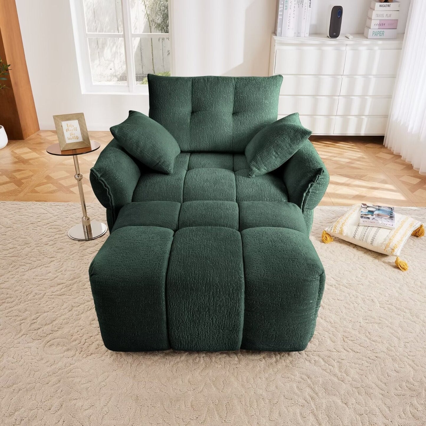 Canapé moderne en chenille, structure en bois massif avec coussin haute élasticité