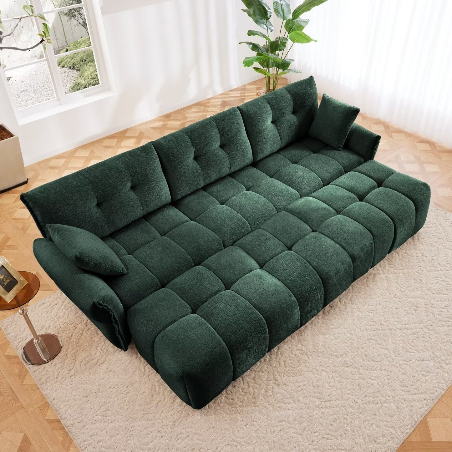 Canapé moderne en chenille, structure en bois massif avec coussin haute élasticité