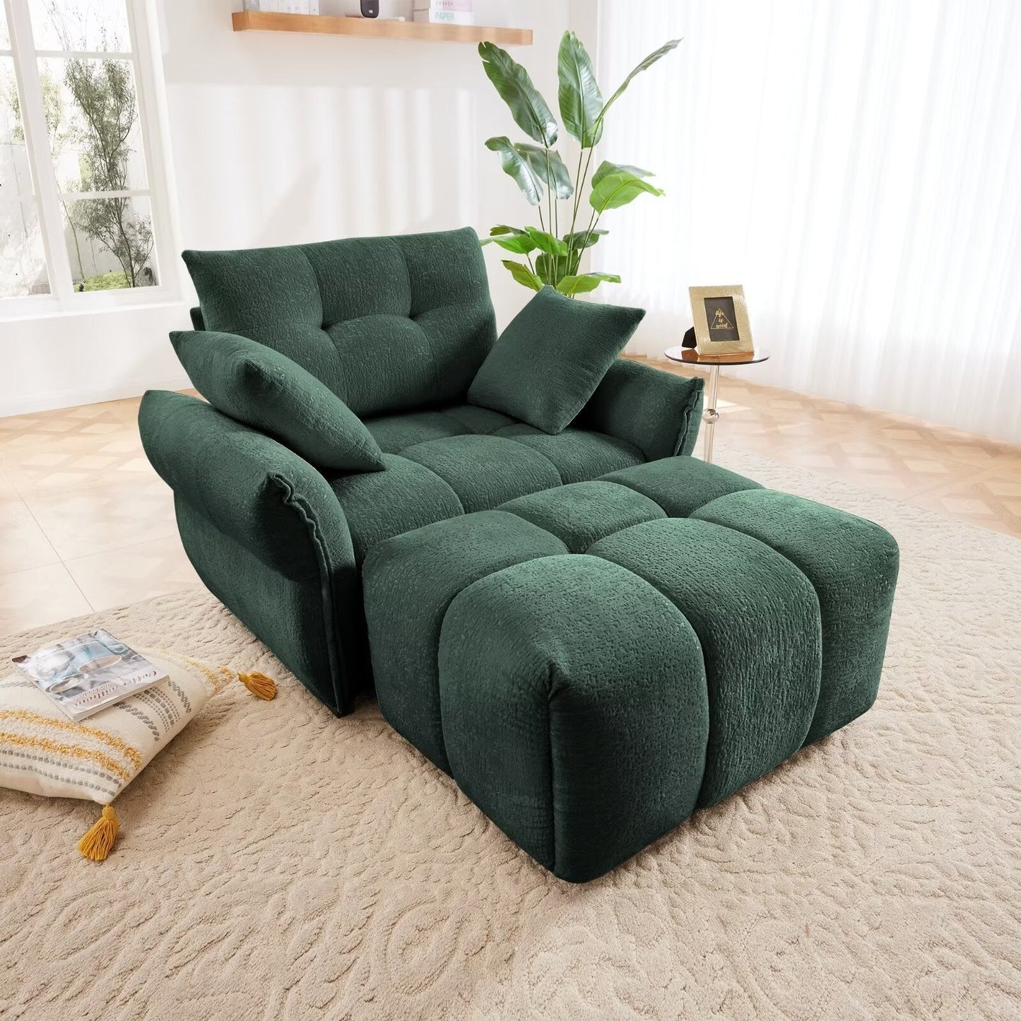 Canapé moderne en chenille, structure en bois massif avec coussin haute élasticité