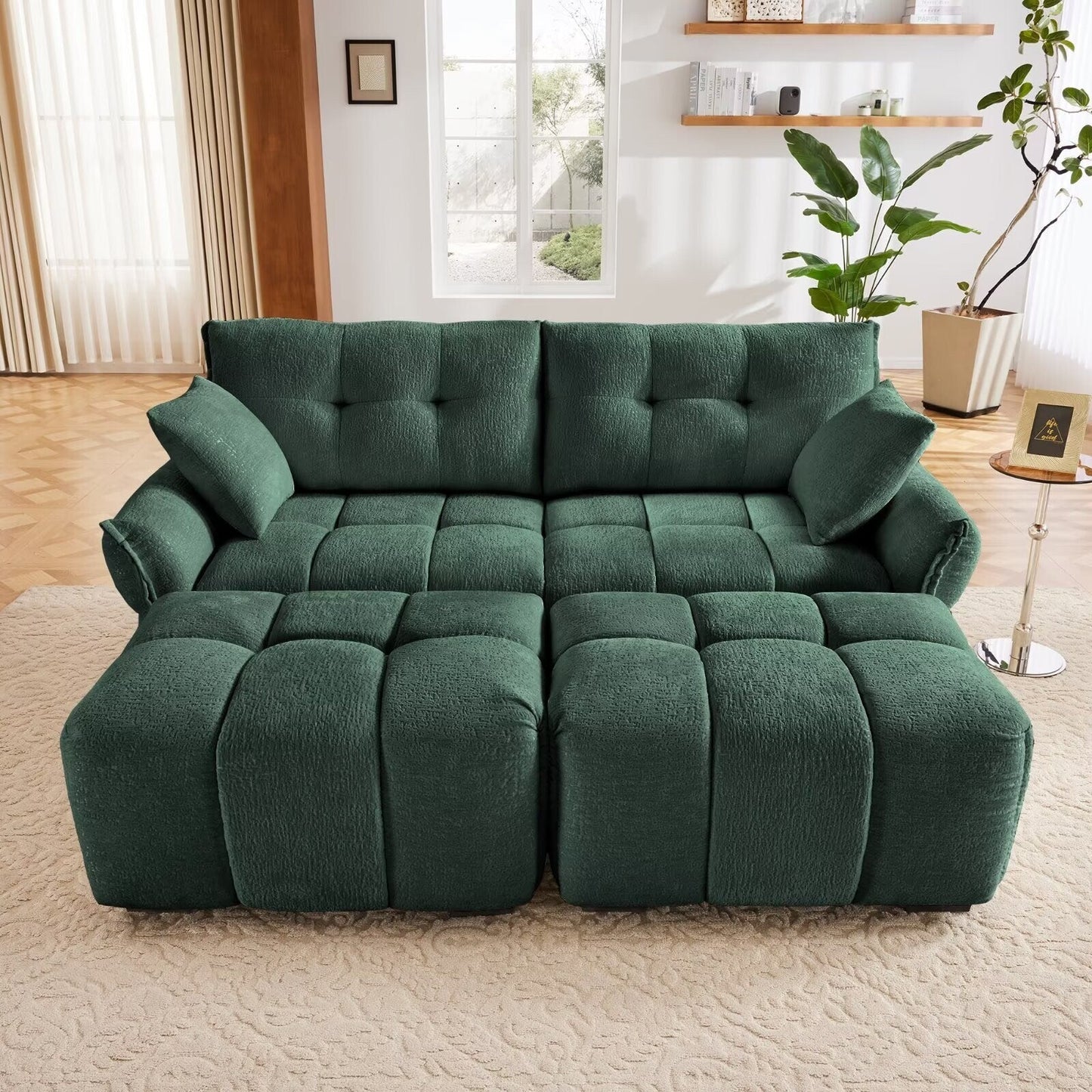Canapé moderne en chenille, structure en bois massif avec coussin haute élasticité