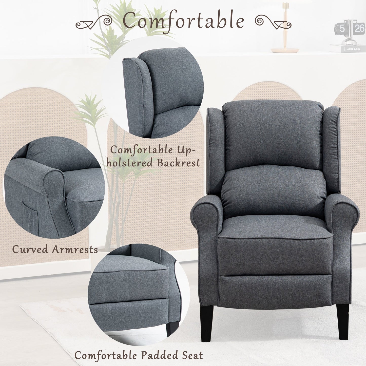 Fauteuil inclinable rembourré moderne et confortable