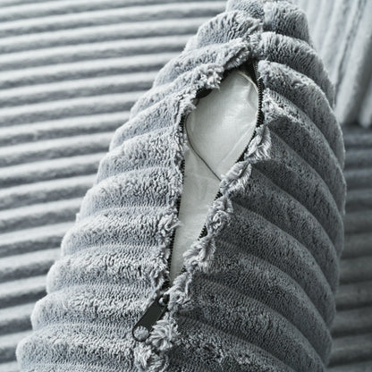 Canapé-lit convertible moderne en velours côtelé avec accoudoirs larges et 2 oreillers pour salon et appartement