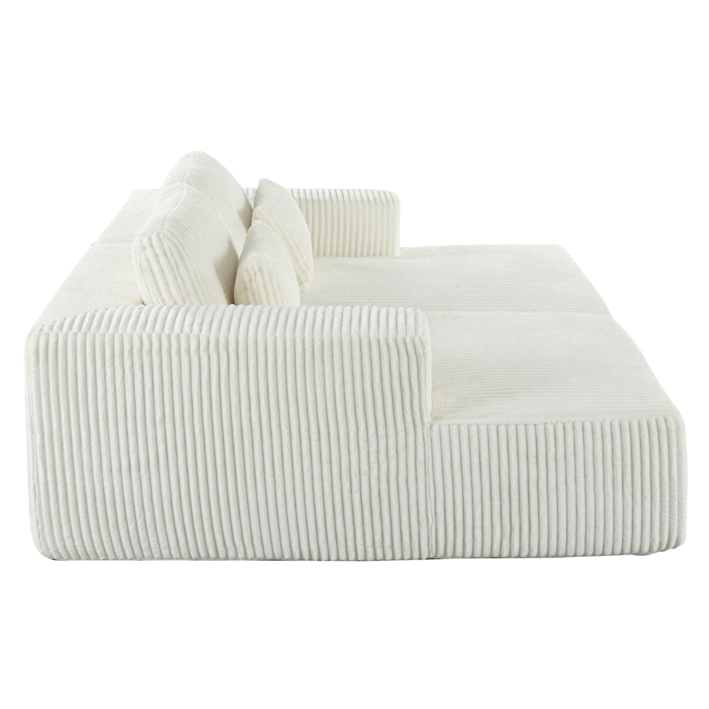 Canapé-lit convertible moderne en velours côtelé avec accoudoirs larges et 2 oreillers pour salon et appartement