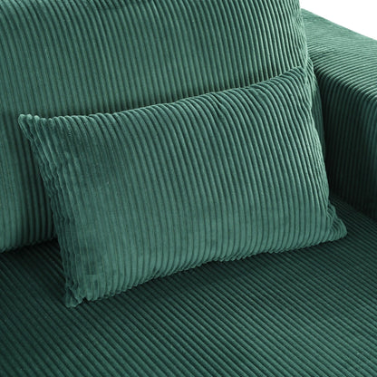 Canapé-lit convertible moderne en velours côtelé avec accoudoirs larges et 2 oreillers pour salon et appartement