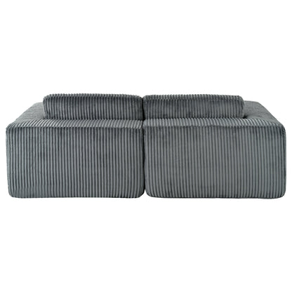 Canapé-lit convertible moderne en velours côtelé avec accoudoirs larges et 2 oreillers pour salon et appartement