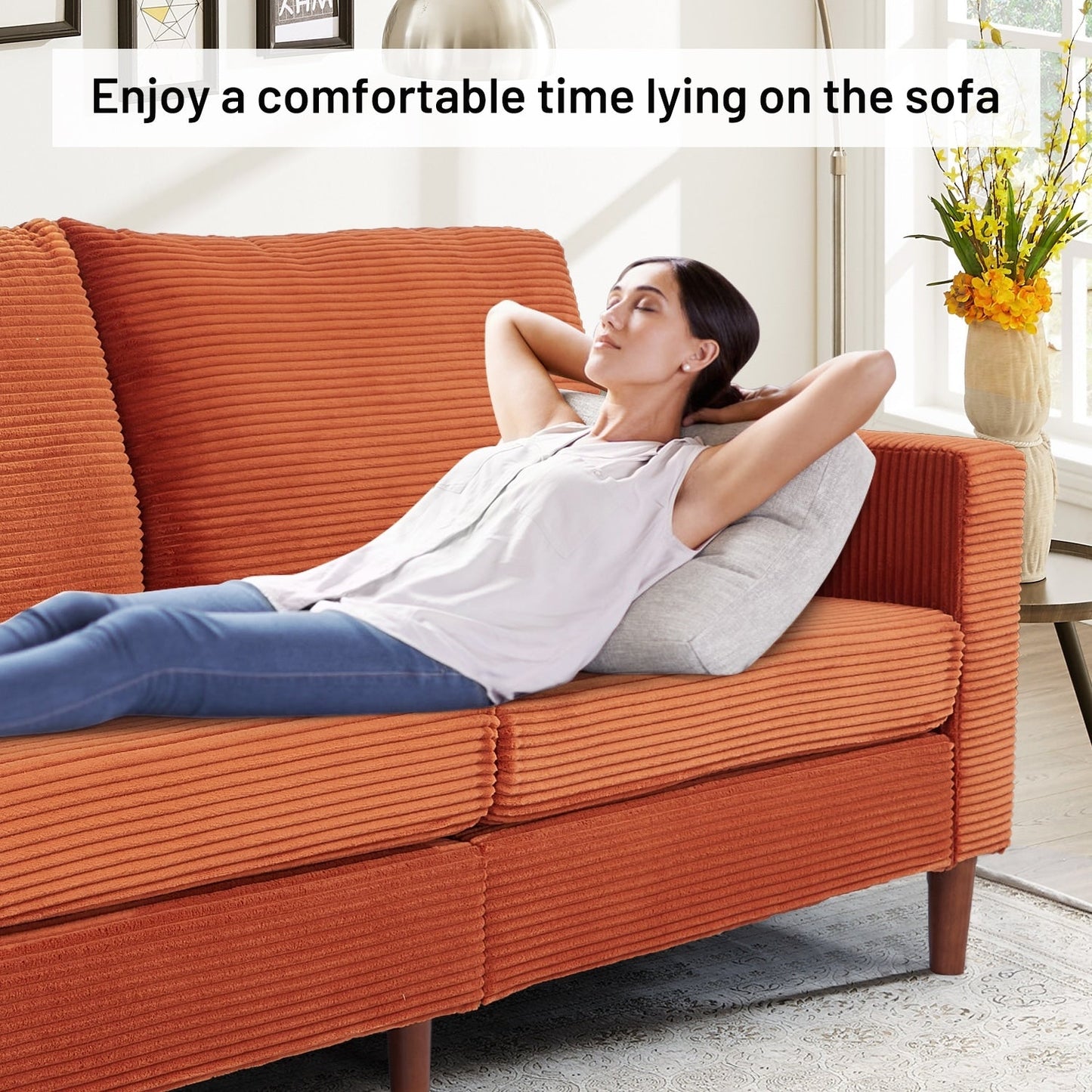 Canapé-lit futon convertible moderne en chenille, canapé causeuse 82,68 avec accoudoirs carrés pour espace de vie