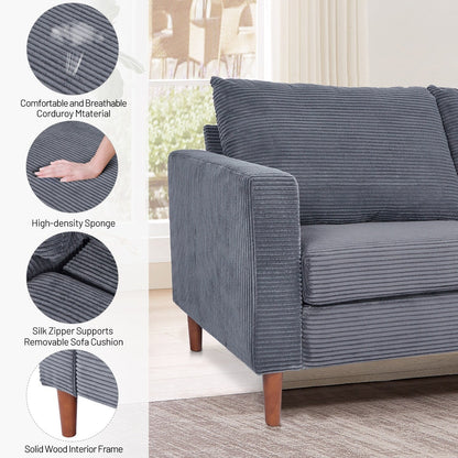 Canapé-lit futon convertible moderne en chenille, canapé causeuse 82,68 avec accoudoirs carrés pour espace de vie