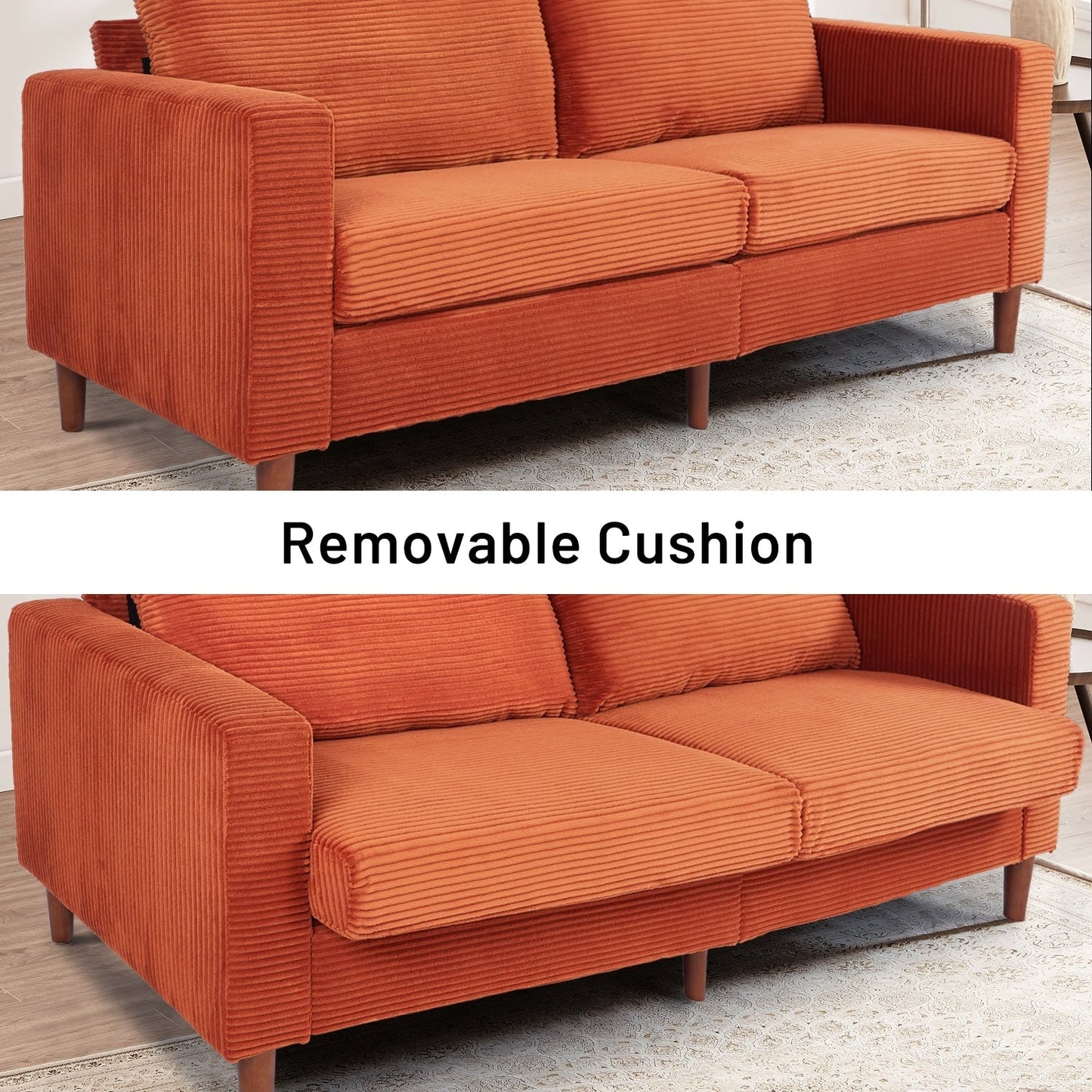 Canapé-lit futon convertible moderne en chenille, canapé causeuse 82,68 avec accoudoirs carrés pour espace de vie