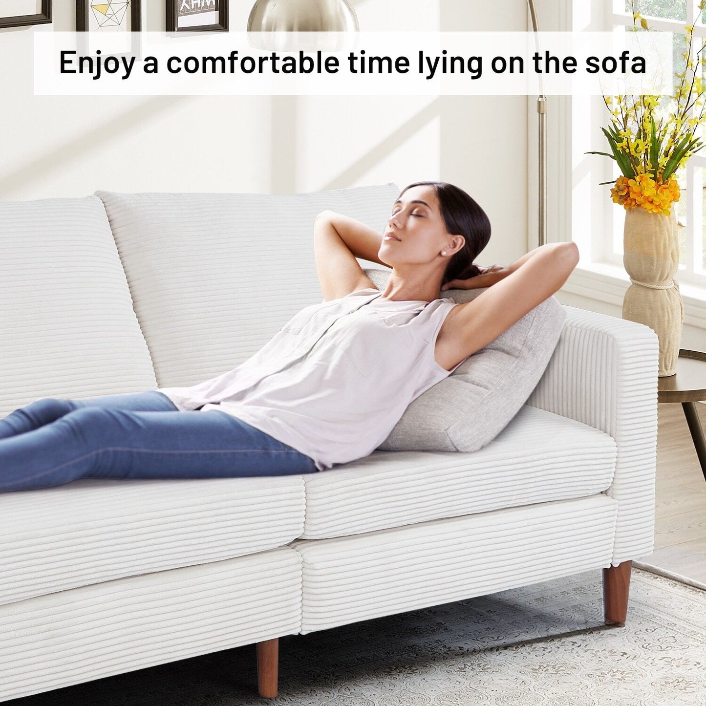 Canapé-lit futon convertible moderne en chenille, canapé causeuse 82,68 avec accoudoirs carrés pour espace de vie