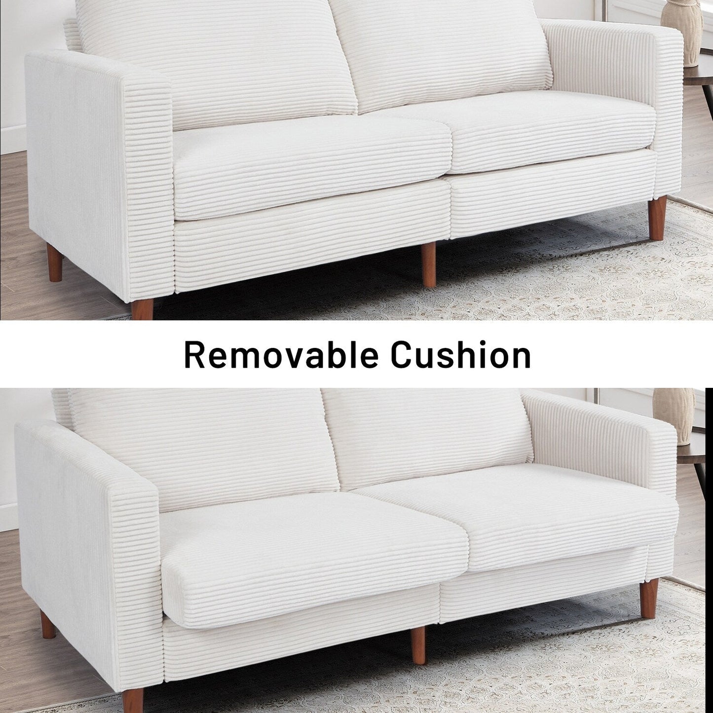 Canapé-lit futon convertible moderne en chenille, canapé causeuse 82,68 avec accoudoirs carrés pour espace de vie