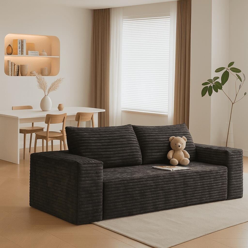 Canapé moderne sans cadre, rembourré en velours côtelé, pour appartement, salon, salle de divertissement