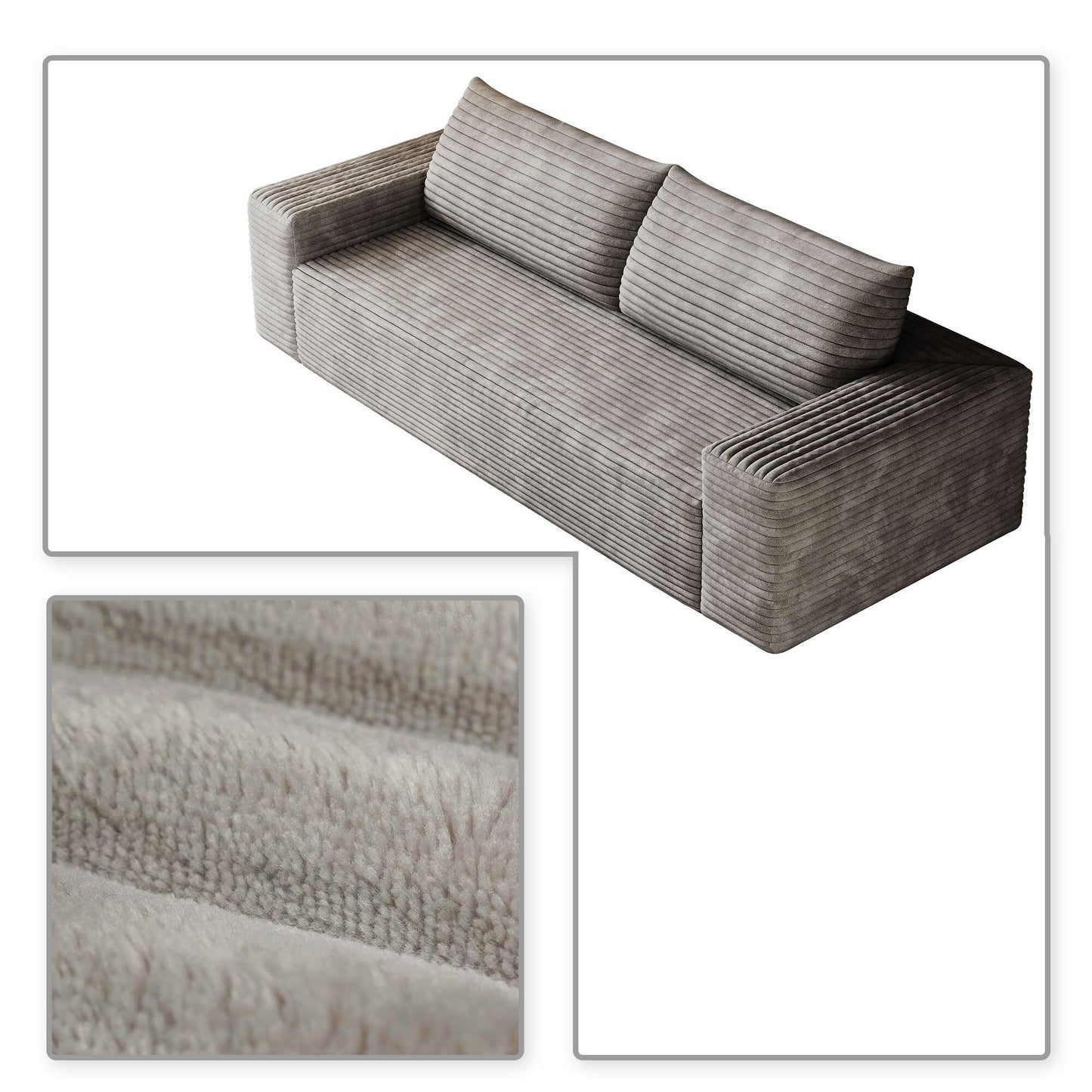 Canapé moderne sans cadre, rembourré en velours côtelé, pour appartement, salon, salle de divertissement