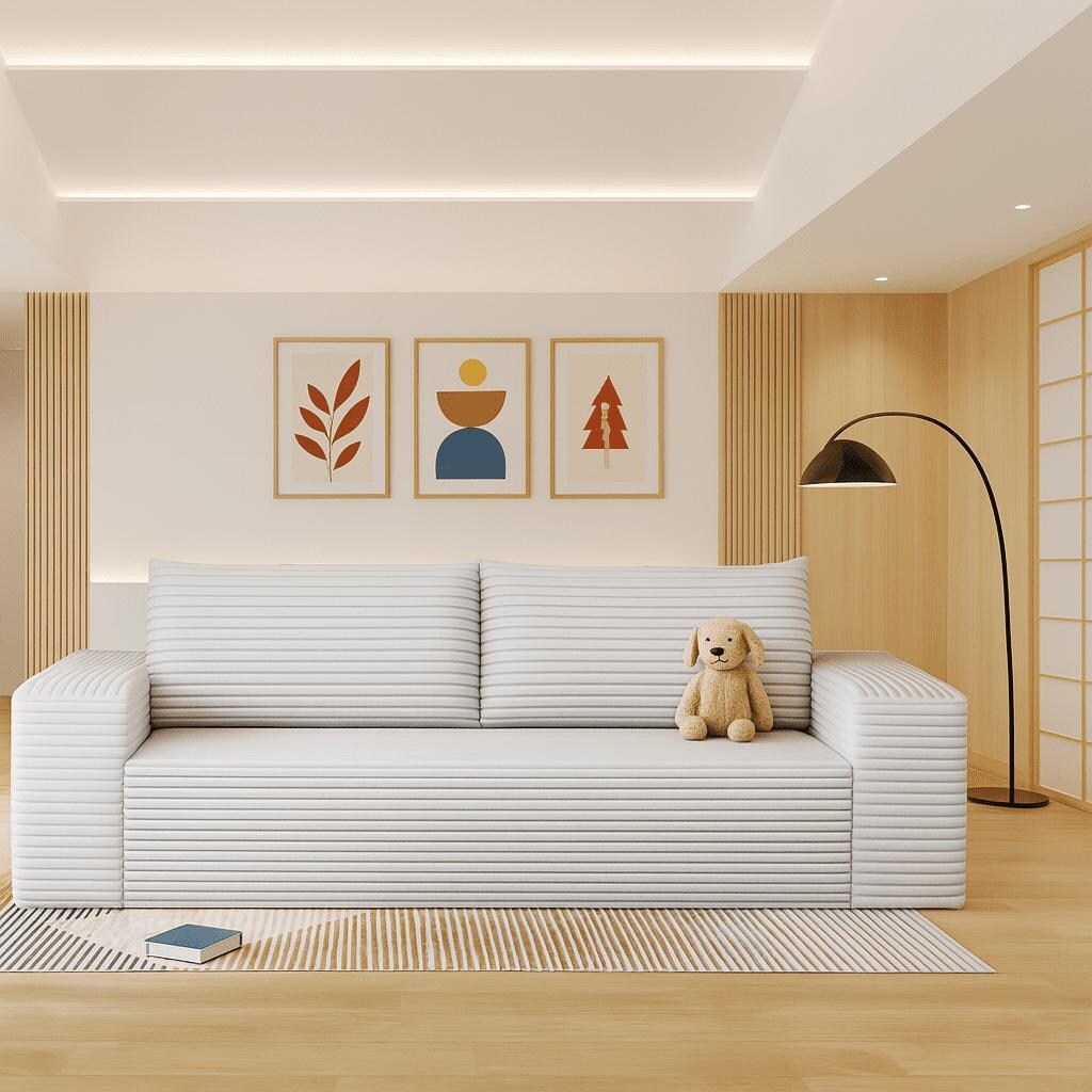 Canapé moderne sans cadre, rembourré en velours côtelé, pour appartement, salon, salle de divertissement