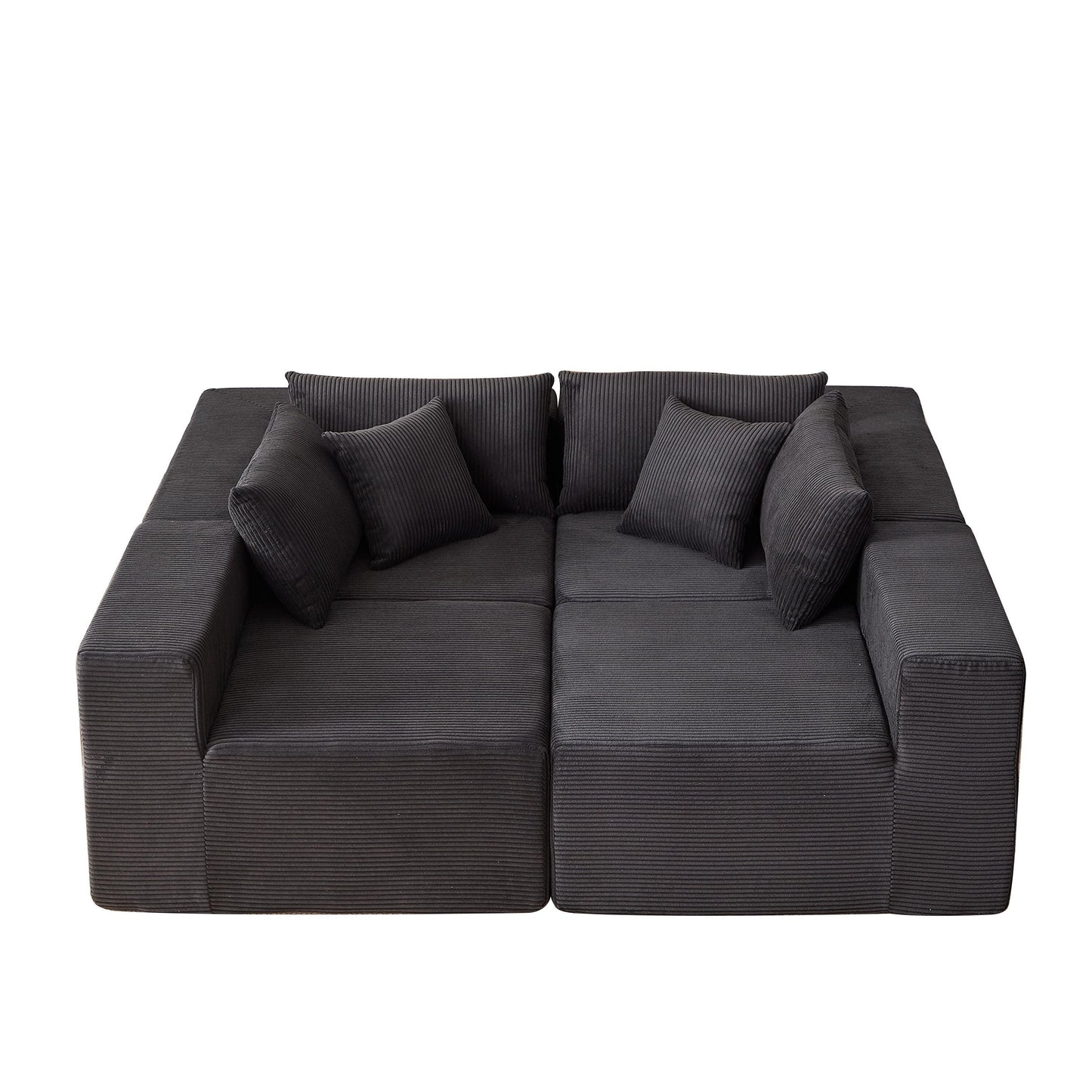 Ensemble de canapés modulaires en L en velours côtelé moderne, 4 pièces, pour salon et chambre à coucher