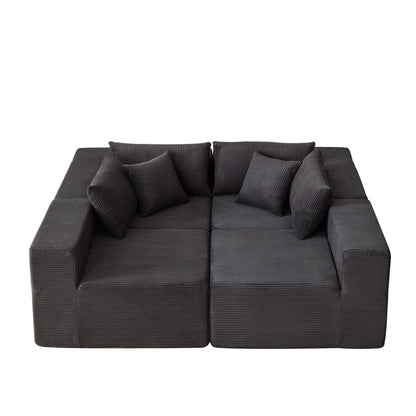 Ensemble de canapés modulaires en L en velours côtelé moderne, 4 pièces, pour salon et chambre à coucher