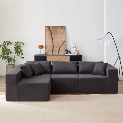 Ensemble de canapés modulaires en L en velours côtelé moderne, 4 pièces, pour salon et chambre à coucher