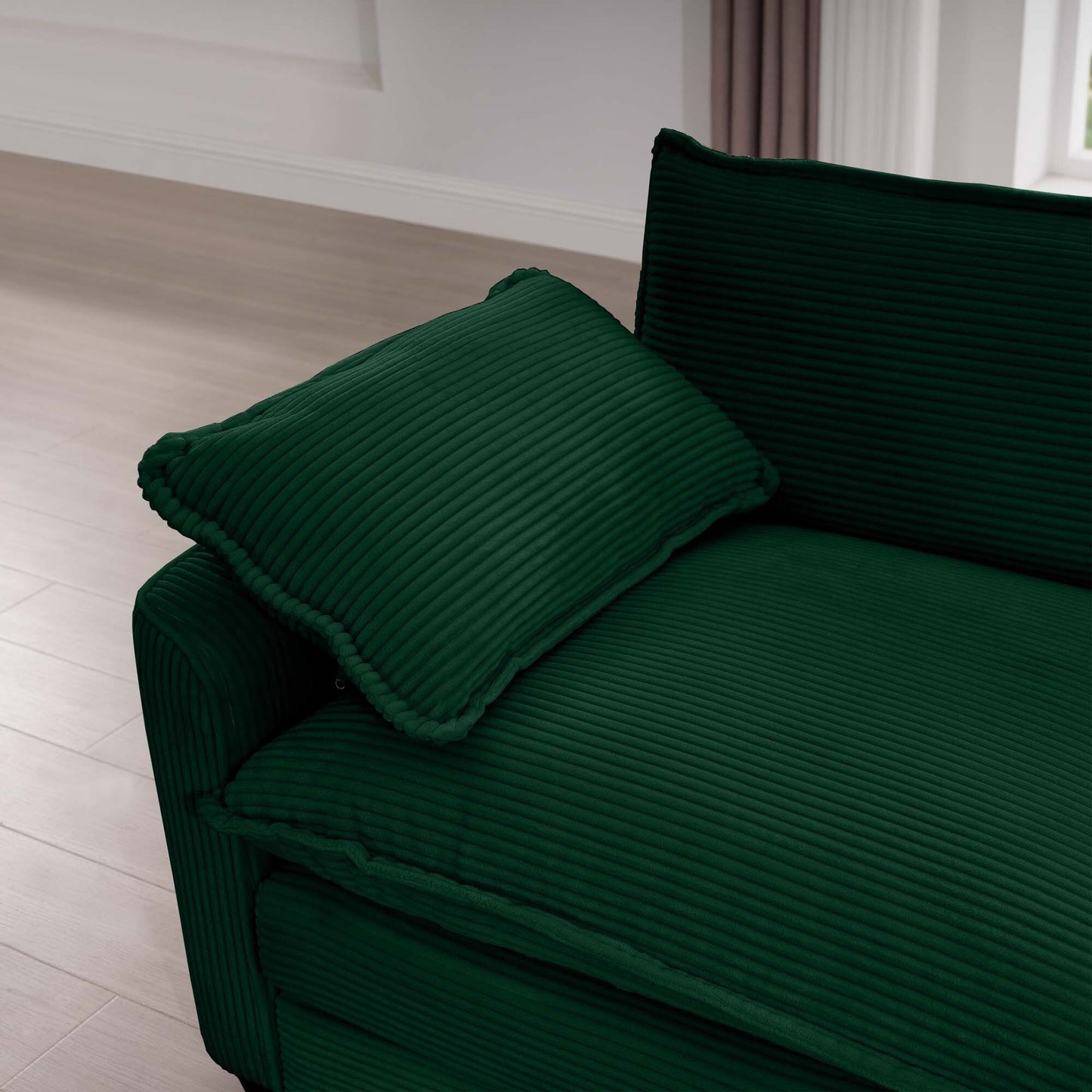 Canapé modulable moderne en velours côtelé, canapé 3 places à assise profonde avec pouf pour salon