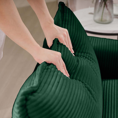 Canapé modulable moderne en velours côtelé, canapé 3 places à assise profonde avec pouf pour salon