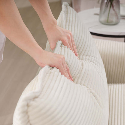 Canapé modulable moderne en velours côtelé, canapé 3 places à assise profonde avec pouf pour salon