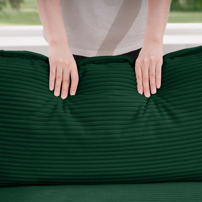 Canapé modulable moderne en velours côtelé, canapé 3 places à assise profonde avec pouf pour salon