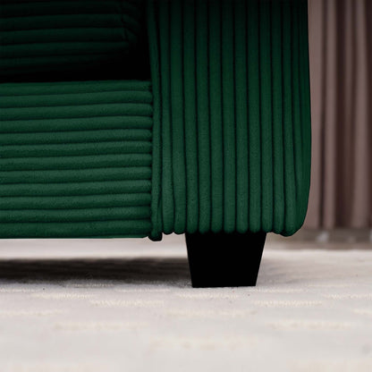 Canapé modulable moderne en velours côtelé, canapé 3 places à assise profonde avec pouf pour salon