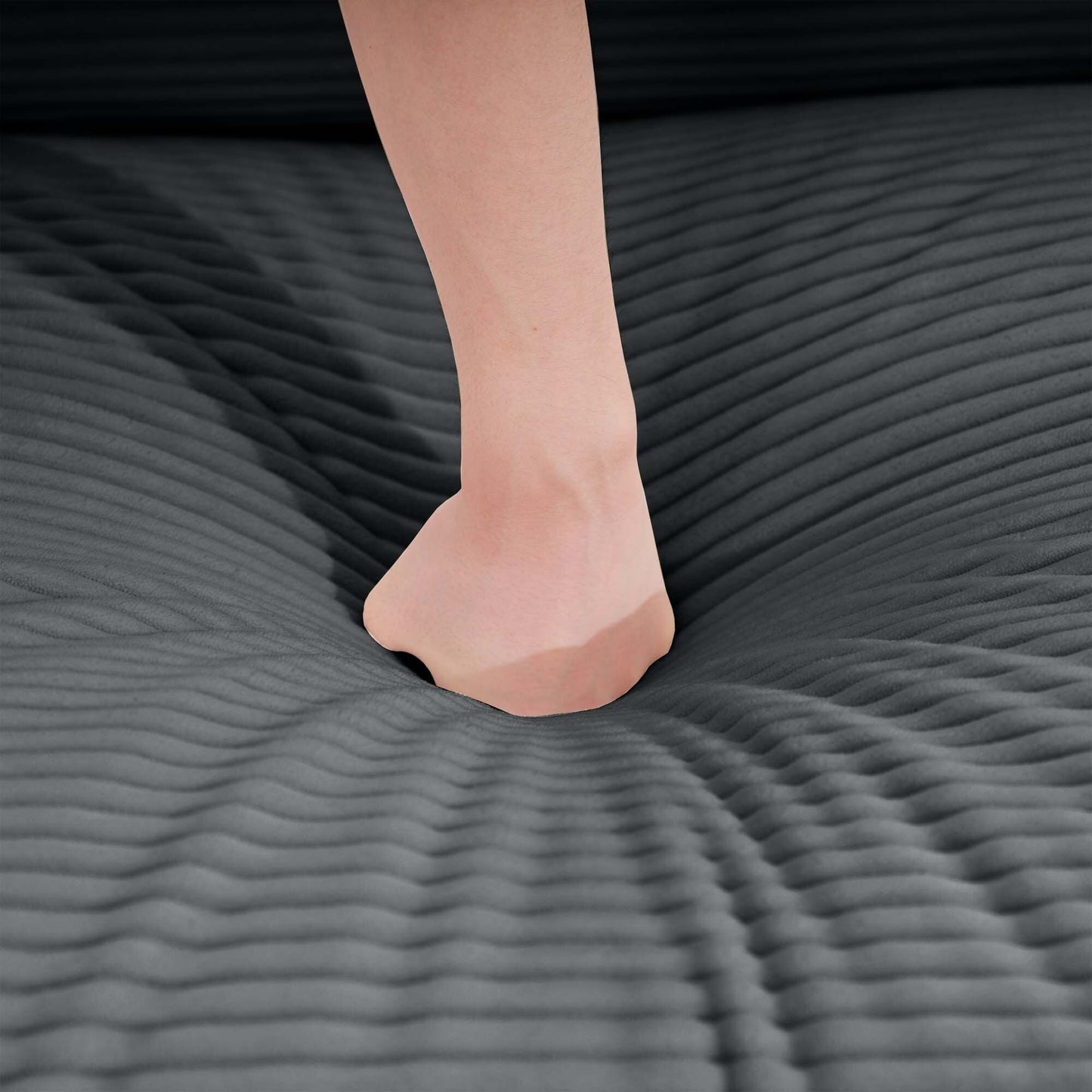 Canapé modulable moderne en velours côtelé, canapé 3 places à assise profonde avec pouf pour salon