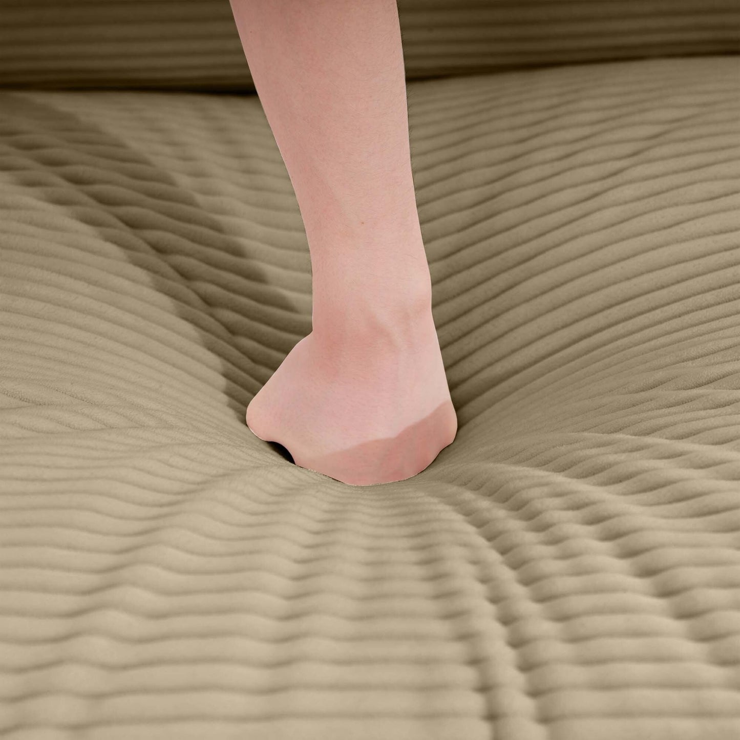 Canapé modulable moderne en velours côtelé, canapé 3 places à assise profonde avec pouf pour salon