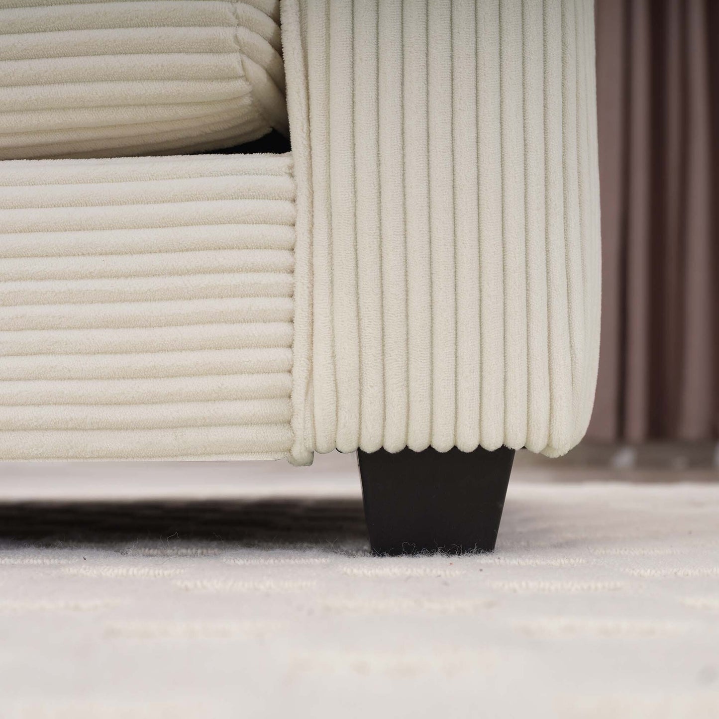 Canapé modulable moderne en velours côtelé, canapé 3 places à assise profonde avec pouf pour salon