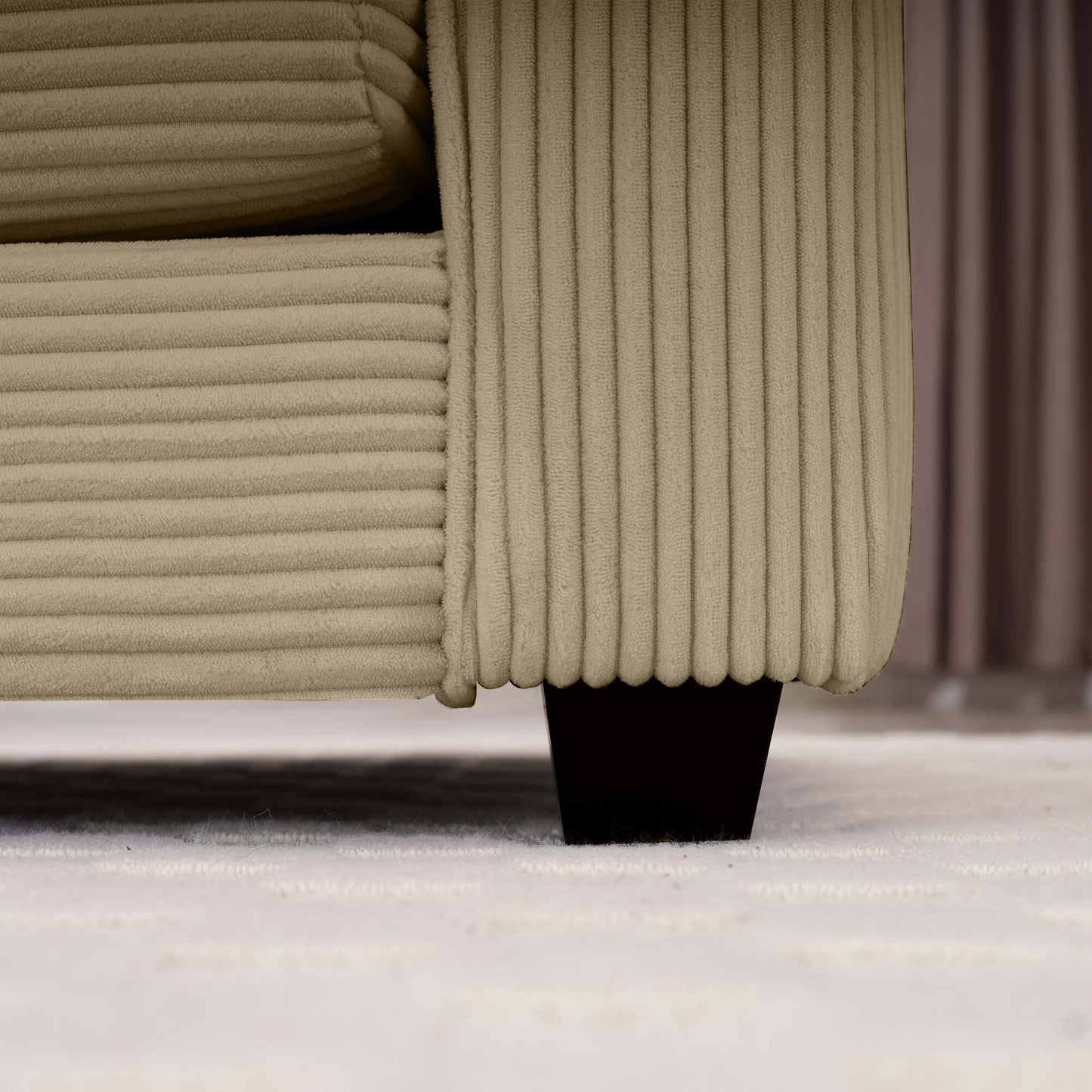 Canapé modulable moderne en velours côtelé, canapé 3 places à assise profonde avec pouf pour salon