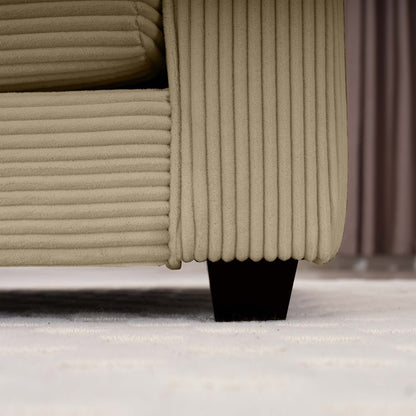 Canapé modulable moderne en velours côtelé, canapé 3 places à assise profonde avec pouf pour salon