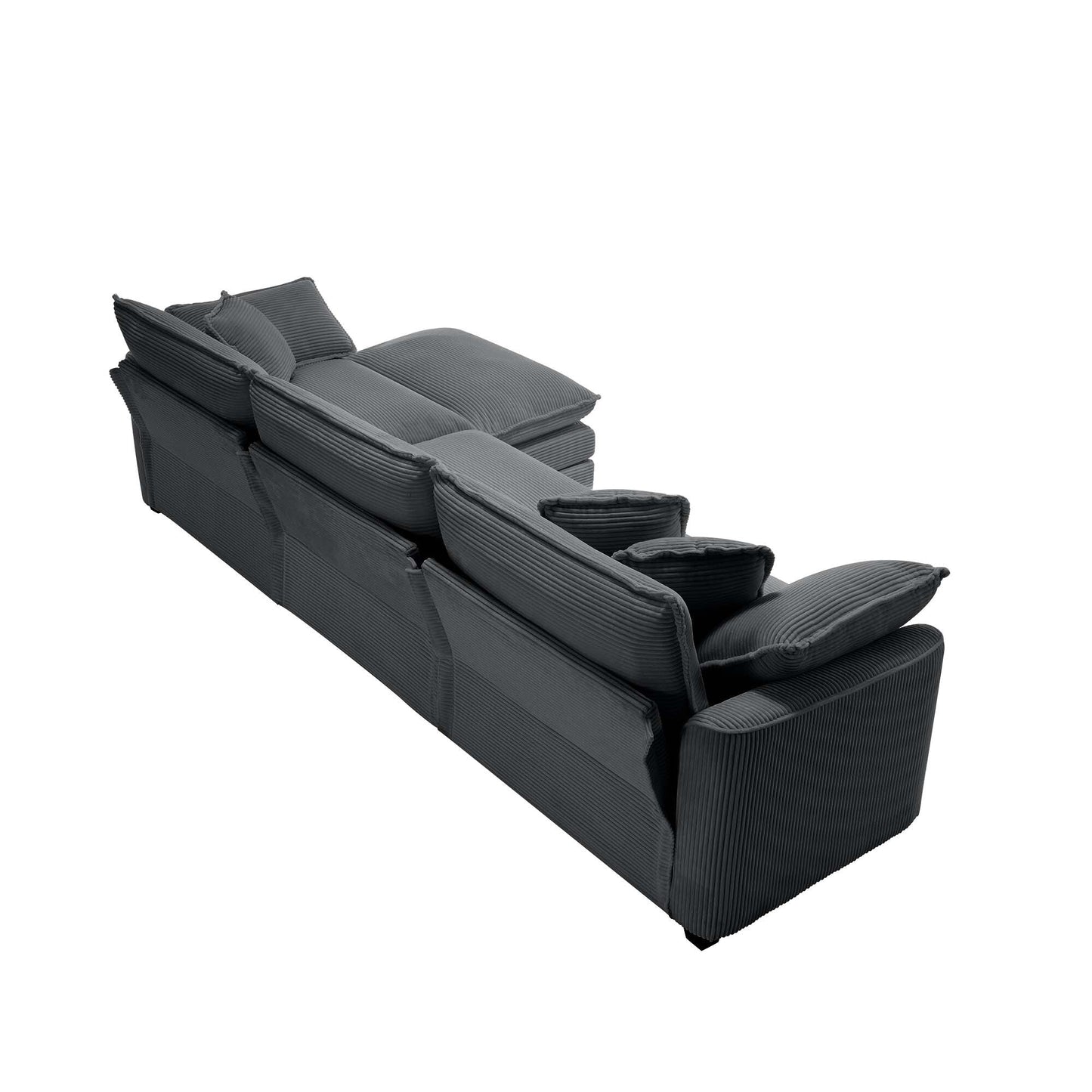 Canapé modulable moderne en velours côtelé, canapé 3 places à assise profonde avec pouf pour salon