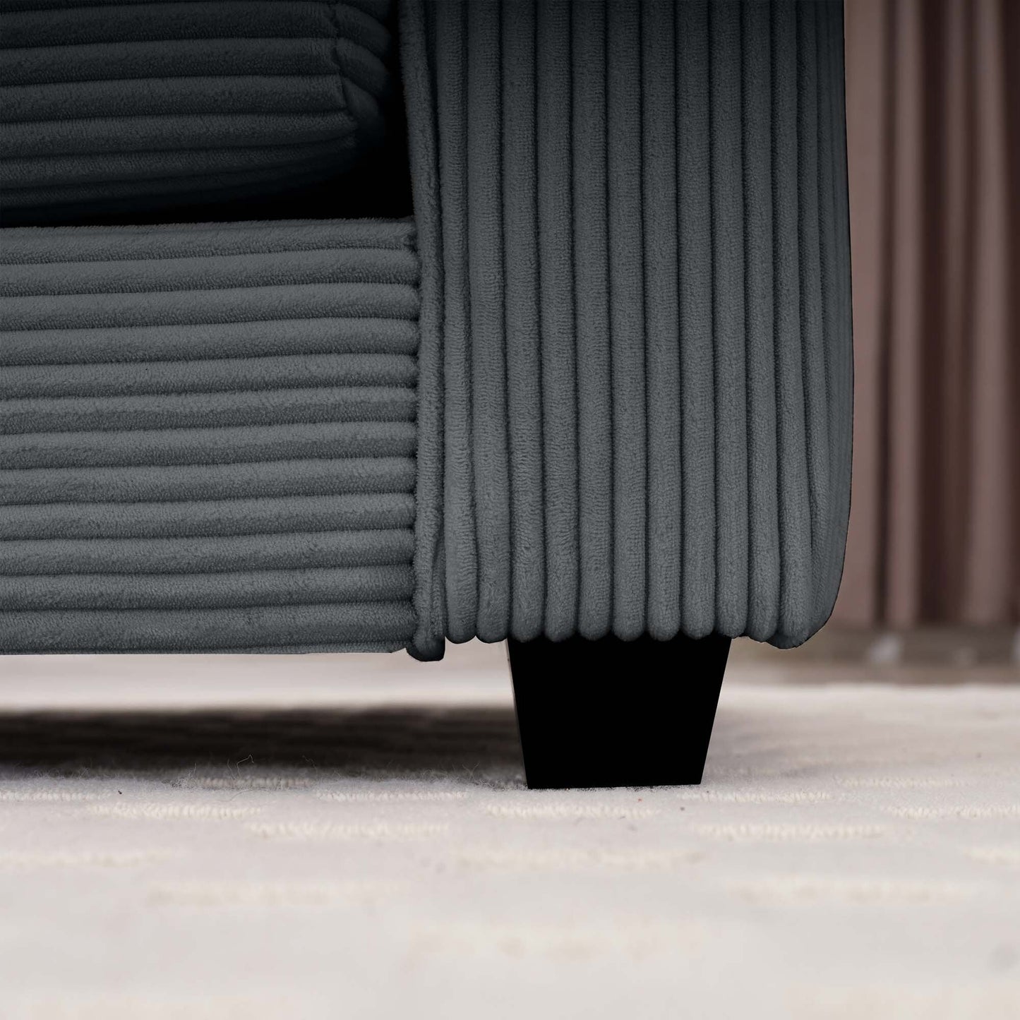 Canapé modulable moderne en velours côtelé, canapé 3 places à assise profonde avec pouf pour salon