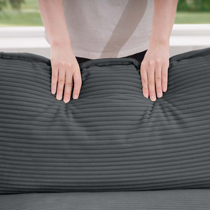 Canapé modulable moderne en velours côtelé, canapé 3 places à assise profonde avec pouf pour salon