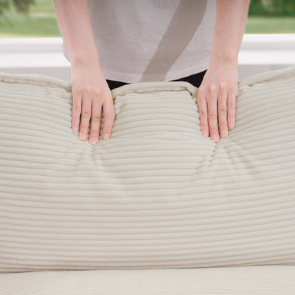 Canapé modulable moderne en velours côtelé, canapé 3 places à assise profonde avec pouf pour salon