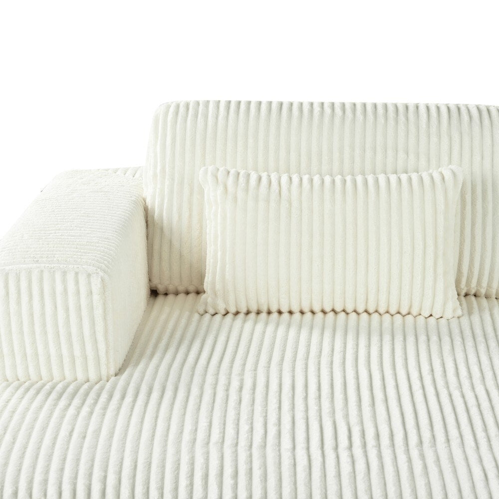 Canapé-lit double moderne en velours côtelé avec 2 oreillers pour le salon