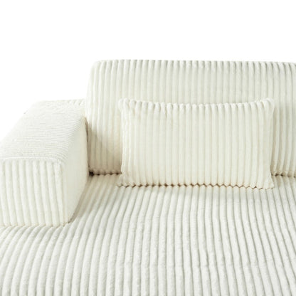 Canapé-lit double moderne en velours côtelé avec 2 oreillers pour le salon