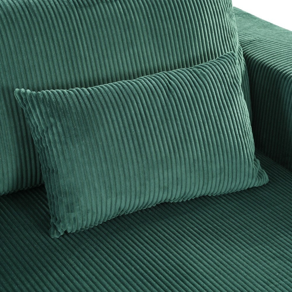 Canapé-lit double moderne en velours côtelé avec 2 oreillers pour le salon