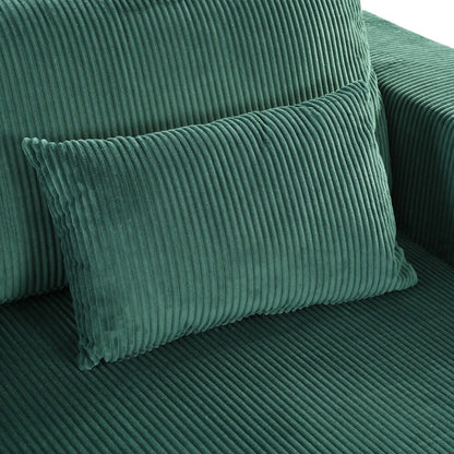 Canapé-lit double moderne en velours côtelé avec 2 oreillers pour le salon