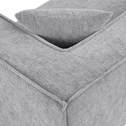 Canapé modulaire en L avec 2 coussins, en chenille incurvée moderne, idéal pour le salon ou le bureau