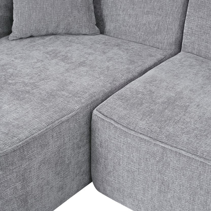 Canapé modulaire en L avec 2 coussins, en chenille incurvée moderne, idéal pour le salon ou le bureau