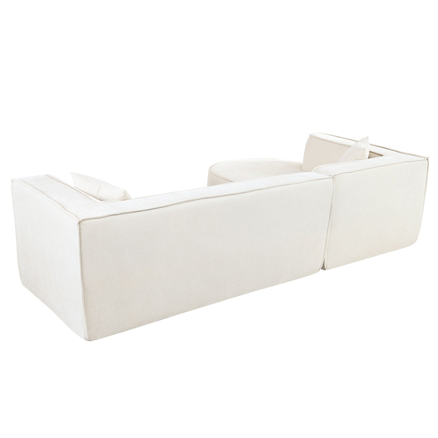 Canapé modulaire en L avec 2 coussins, en chenille incurvée moderne, idéal pour le salon ou le bureau