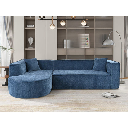 Canapé modulaire en L avec 2 coussins, en chenille incurvée moderne, idéal pour le salon ou le bureau