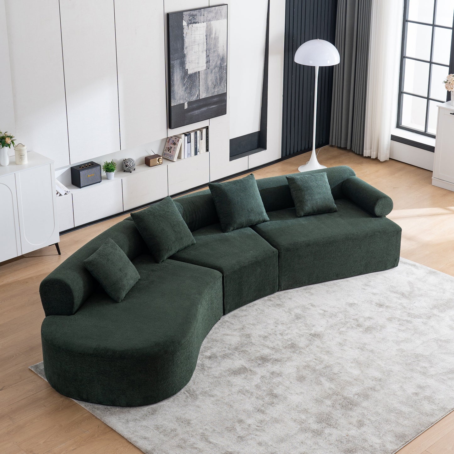 Canapé moderne incurvé en mousse à mémoire de forme à assise profonde