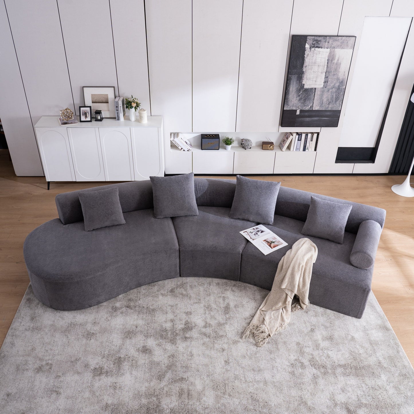 Canapé moderne incurvé en mousse à mémoire de forme à assise profonde