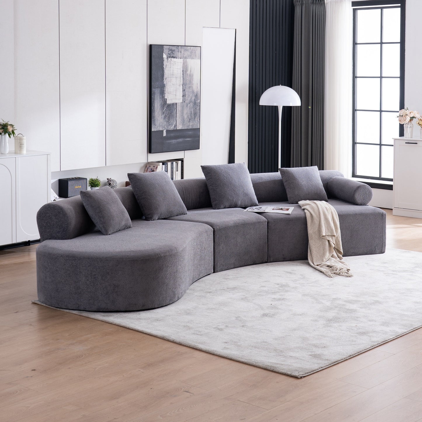 Canapé moderne incurvé en mousse à mémoire de forme à assise profonde