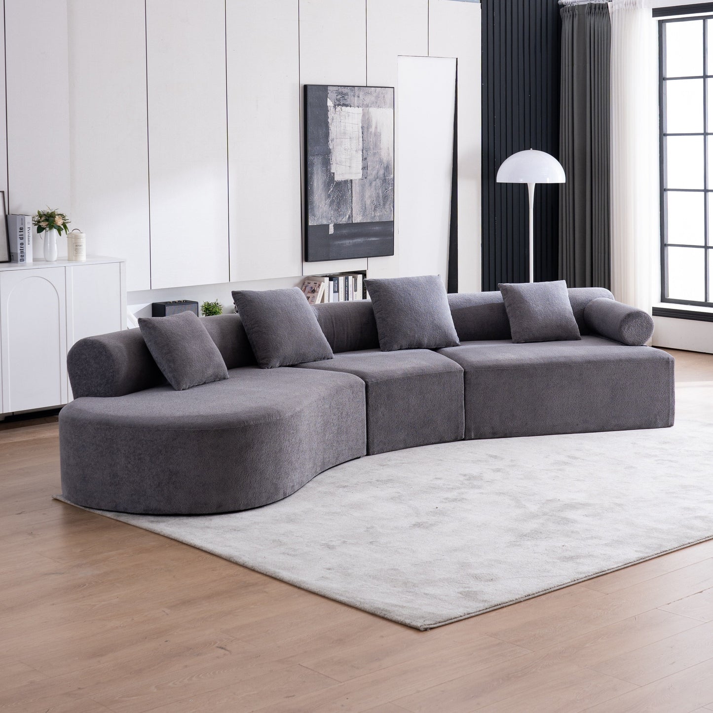 Canapé moderne incurvé en mousse à mémoire de forme à assise profonde