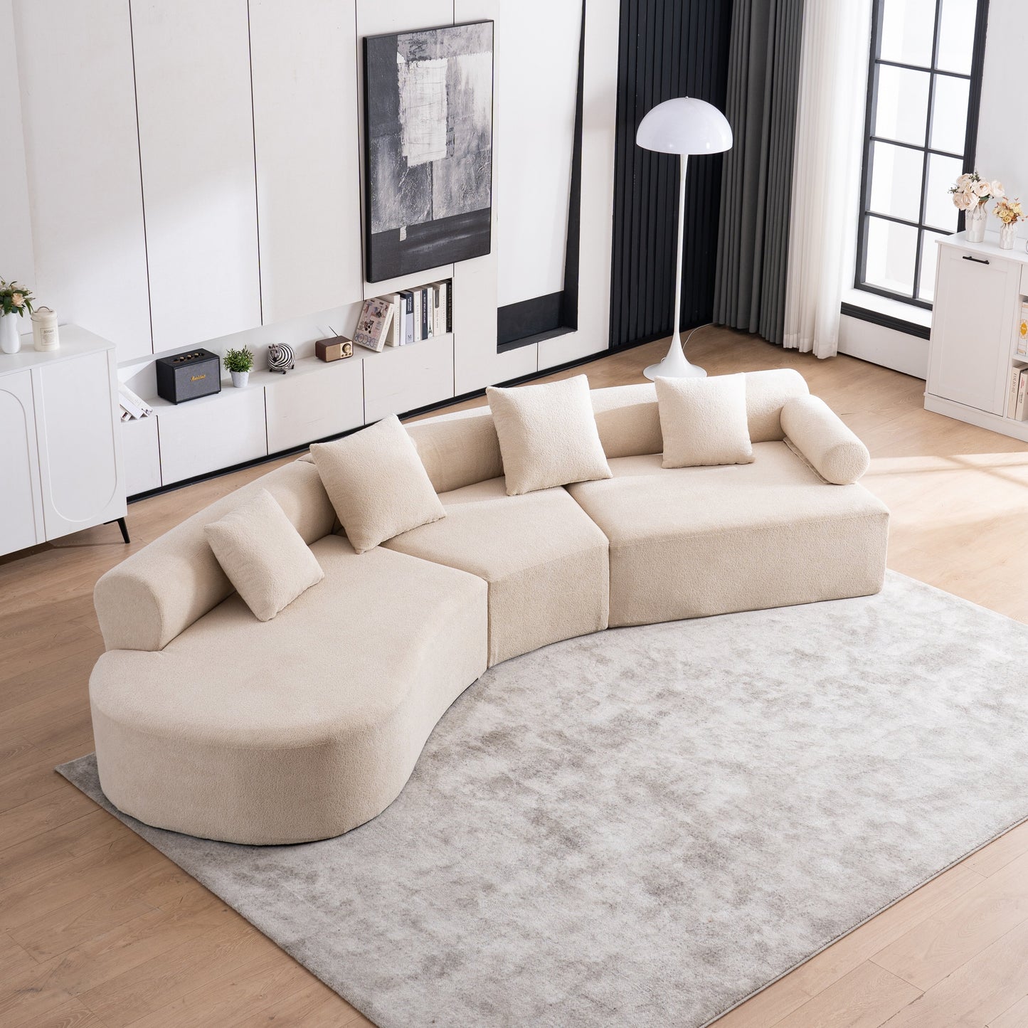 Canapé moderne incurvé en mousse à mémoire de forme à assise profonde